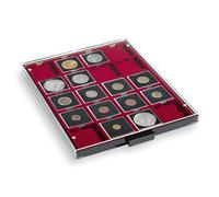 Leuchtturm 310511 MB Boîte à Monnaie 50 x 50 mm - Compartiments angulaires pour Tubes à Monnaie US 2x2 Holder, Capsule à Monnaie Quadrum - fumé