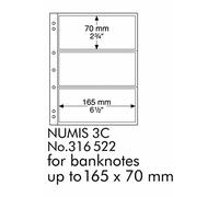 Leuchtturm 316522 Pochettes à Monnaie Numis - 3 Compartiments Transparents pour Billets de Banque - Taille des Compartiments 165 x 70 mm - Paquet de 10