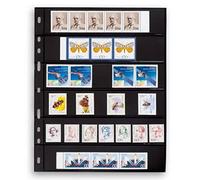 Leuchtturm 316995 Pochettes en Plastique Optima avec 6 Bandes Horizontales pour Timbres, 202 x 252 mm, sans plastifiants ni acides - Noir, Lot de 10