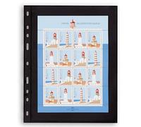 Leuchtturm 326667 Optima Pochettes en Plastique avec séparateur Simple, 202 x 252 mm, sans plastifiants ni acides - Noir, Paquet de 10