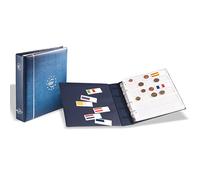 Leuchtturm 338772 Album numismatique Numis - Album de Collection avec 7 Pochettes pour 21 Jeux de pièces de Monnaie Euro et Cassette de Protection - Bleu