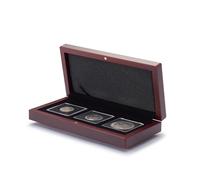 Leuchtturm 339049 Étui à Monnaie Volterra - Compartiments carrés pour 3X Capsules Quadrum - Couleur Acajou
