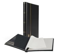 Leuchtturm 339252 Album de Timbres Comfort - DIN A4, 32 Pages, Bande pergaminée, Couverture matelassée - Noir