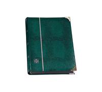 Leuchtturm 341942 Album de Collection de Timbres Comfort Deluxe - 64 Pages A4 Noires - matelassé, Aspect Crocodile - Vert