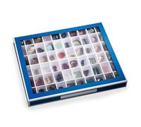 Leuchtturm 344051 Boîte de Collection - Boîte de Rangement K60 avec 60 Compartiments pour Petites Figurines de Jeu et Figurines Miniatures - Bleu