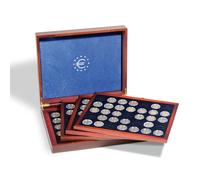 Leuchtturm 348031 Volterra Quattro Cassette à monnaie pour 140x pièces de 2 euros en capsules - veinure du bois, incl. 4 inserts