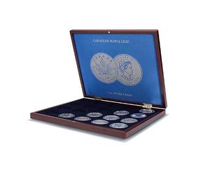 Leuchtturm 370105 Volterra Uno Cassette à Monnaie pour 20 pièces d'argent Maple Leaf Canada en Capsules à Monnaie - Aspect Bois d'acajou