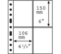 Leuchtturm Pochettes Plastiques Grande, 4 Compartiments pour Cartes Postales, Noir