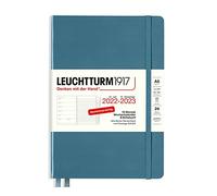 LEUCHTTURM1917 365804 Agenda semainier et bloc-notes, format moyen (A5), 2023, 18 mois, bleu pierre, en allemand
