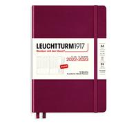 LEUCHTTURM1917 366027 Agenda semainier académique 2023 Format moyen (A5) 18 mois Rouge port (en anglais)