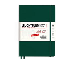 LEUCHTTURM1917 367546 Agenda scolaire semainier moyen (A5) 2024, 18 mois, vert forêt, allemand