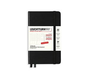 LEUCHTTURM1917 367558 Agenda scolaire semainier de poche (A6) 2024, 18 mois, noir, allemand