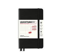 LEUCHTTURM1917 367559 Agenda semainier académique 2024, format A6, 18 mois, noir, en anglais