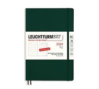 LEUCHTTURM1917 367572 Paperback (B6+) Agenda mensuel et bloc-notes 2024, 16 mois, couverture souple, vert forêt, allemand