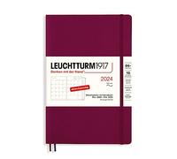 LEUCHTTURM1917 367578 Paperback (B6+) Planificateur mensuel et bloc-notes 2024, 16 mois, couverture souple, rouge (port)
