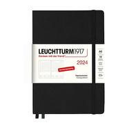 LEUCHTTURM1917 367591 Agenda journalier 2024 Format moyen (A5) Noir allemand 12 mois