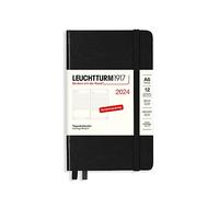 LEUCHTTURM1917 367592 Agenda journalier de poche 2024, format A6, noir, allemand, 12 mois