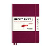 LEUCHTTURM1917 367613 Agenda semainier moyen (A5) 2024, avec carnet supplémentaire pour adresses et anniversaires, port rouge, allemand, 12 mois