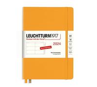 LEUCHTTURM1917 367615 Agenda semainier moyen (A5) 2024, avec carnet supplémentaire pour adresses et anniversaires Rising Sun, allemand, 12 mois