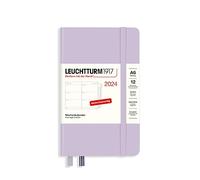 LEUCHTTURM1917 367625 Agenda semainier de poche (A6) 2024, avec carnet supplémentaire pour adresses et anniversaires, lilas, allemand, 12 mois
