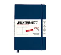 LEUCHTTURM1917 367655 Agenda semainier moyen (A5) 2024, couverture souple, bleu marine, allemand, 12 mois