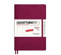 LEUCHTTURM1917 367657 Agenda semainier 2024, format medium (A5), à couverture souple, port rouge, allemand, 12 mois