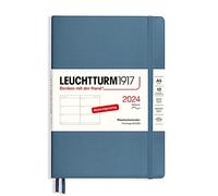 LEUCHTTURM1917 367663 Agenda semainier 2024, format moyen (A5), à couverture souple, bleu pierre, allemand, 12 mois