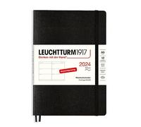 LEUCHTTURM1917 367665 Agenda semainier 2024, format medium (A5), couverture souple, noir, allemand, 12 mois