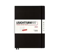 LEUCHTTURM1917 367693 Agenda semainier et bloc-notes Master (A4+) 2024, avec carnet supplémentaire pour adresses et anniversaires, noir, allemand, 12 mois