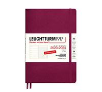 LEUCHTTURM1917 367861 Agenda semainier et bloc-notes à couverture souple Format moyen (A5) 2024, 18 mois, Port Red, en allemand