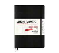 LEUCHTTURM1917 367865 Agenda semainier et carnet à couverture souple Format moyen (A5) 2024, 18 mois, noir, allemand