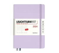 LEUCHTTURM1917 367876 Agenda journalier 2024 - Format moyen (A5) - Violet - En anglais - 12 mois