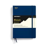 LEUCHTTURM1917 369093 Finish Journal - Cahier de qualité pour la fixation d'objectifs, la réflexion et la motivation | Guide pratique pour atteindre vos objectifs, Marine, Anglais