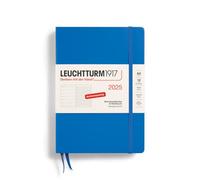 LEUCHTTURM1917 370494 Agenda semainier et bloc-notes 2025 Format moyen A5 Couverture rigide Planificateur 12 mois 80 g ligné Bleu ciel