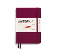 LEUCHTTURM1917 370508 Agenda semainier et bloc-notes 2025, format moyen (A5), couverture souple, rouge, en allemand