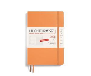 LEUCHTTURM1917 370510 Agenda semainier et bloc-notes 2025, format moyen (A5), couverture souple, abricot, en allemand