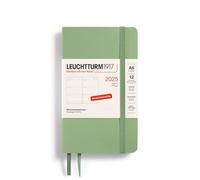 LEUCHTTURM1917 370575 Agenda semainier de poche 2025, format A6, couverture souple, sauge, en allemand