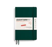 LEUCHTTURM1917 370611 Paperback (B6+) Agenda mensuel et bloc-notes 2025, 16 mois, couverture souple, vert forêt, allemand