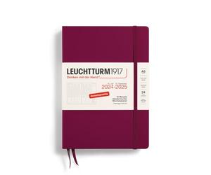 LEUCHTTURM1917 370634 Agenda semainier académique 2025, format moyen (A5), 18 mois, rouge port-rouge, en allemand
