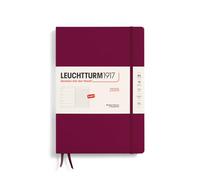 LEUCHTTURM1917 370640 Agenda semainier et bloc-notes 2025, Composition B5, couverture rigide, planificateur 12 mois, ligné, rouge port en anglais