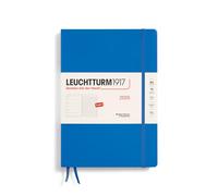 LEUCHTTURM1917 370643 Agenda semainier et bloc-notes 2025 - Composition B5 - Couverture rigide - 12 mois - Ligné - Bleu ciel - En anglais