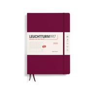 LEUCHTTURM1917 370690 Agenda semainier 2025 Composition B5 Couverture rigide Calendrier 12 mois ligné Rouge Port en anglais