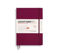 LEUCHTTURM1917 370708 Planificateur mensuel et carnet de notes 2025, Composition B5, couverture souple, 16 mois, ligné, rouge Port, anglais