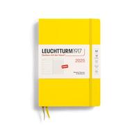 LEUCHTTURM1917 370738 Agenda semainier et bloc-notes 2025, format A5, couverture rigide, pour 12 mois, ligné, citron en anglais