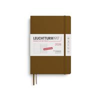 LEUCHTTURM1917 372481 Agenda semainier et bloc-notes 2026, format moyen (A5), 12 mois, marron épicé, en allemand