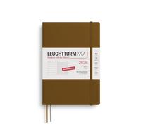 LEUCHTTURM1917 372502 Agenda semainier et bloc-notes 2026, format moyen (A5), 12 mois, couverture souple, marron épicé, en allemand