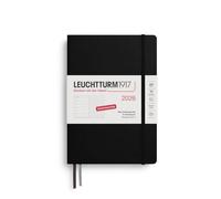 LEUCHTTURM1917 372519 Agenda semainier et bloc-notes 2026, à pois, format moyen A5, 12 mois, noir, allemand