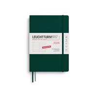 LEUCHTTURM1917 372523 Agenda semainier et bloc-notes 2026, format moyen A5, 12 mois, vert forêt