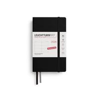 LEUCHTTURM1917 372541 Agenda semainier de poche 2026, format A6, 12 mois, noir, en allemand