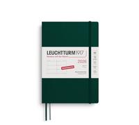 LEUCHTTURM1917 372560 Agenda semainier 2026, 12 mois, format moyen (A5), couverture souple, vert forêt, en allemand